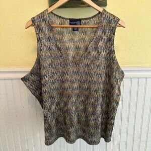 Venezia Jeans Vintage 90s Chevron Knit Tank Top Brown Blue 22/24